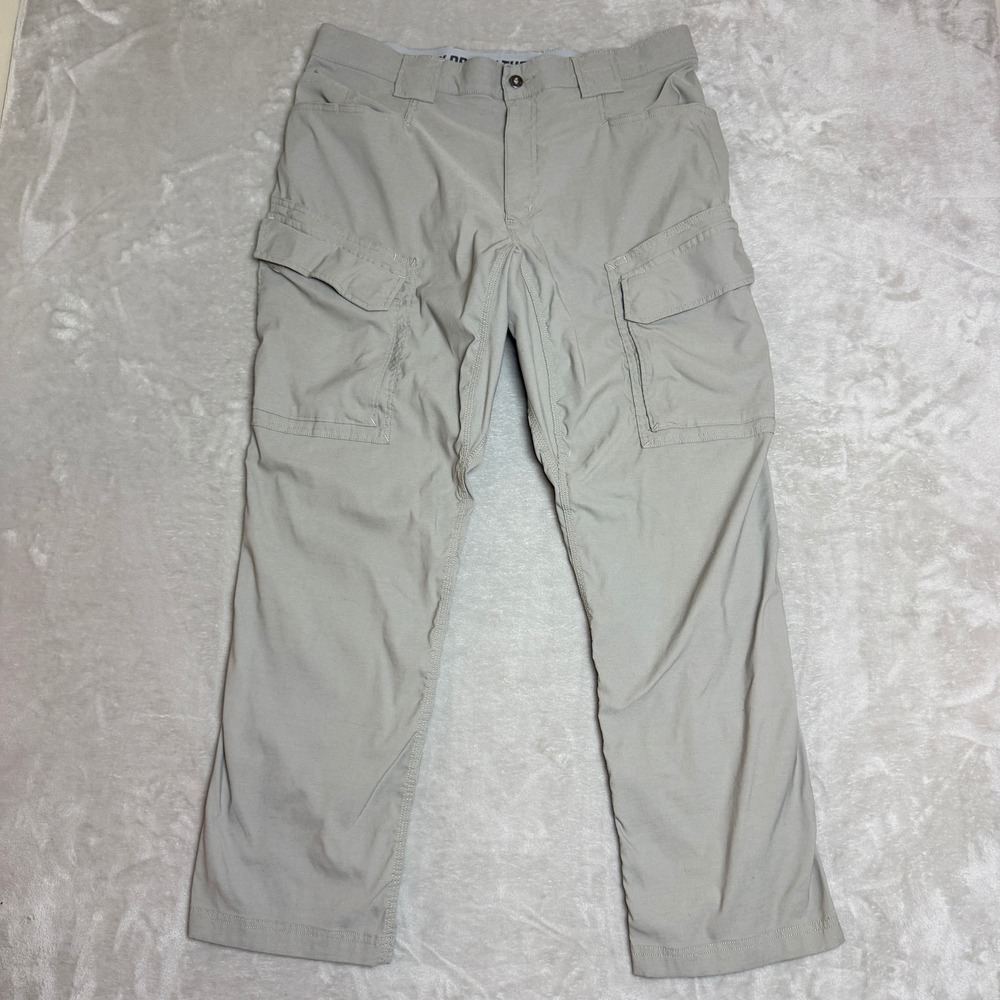 Duluth Trading Co Dry on the Fly Cargo Pants Men 38x32 khaki Flex Stretch Hiking